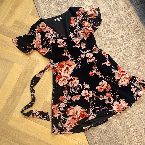 Black and Pink Floral Wedding Guest Dress - Picture 1 of 3